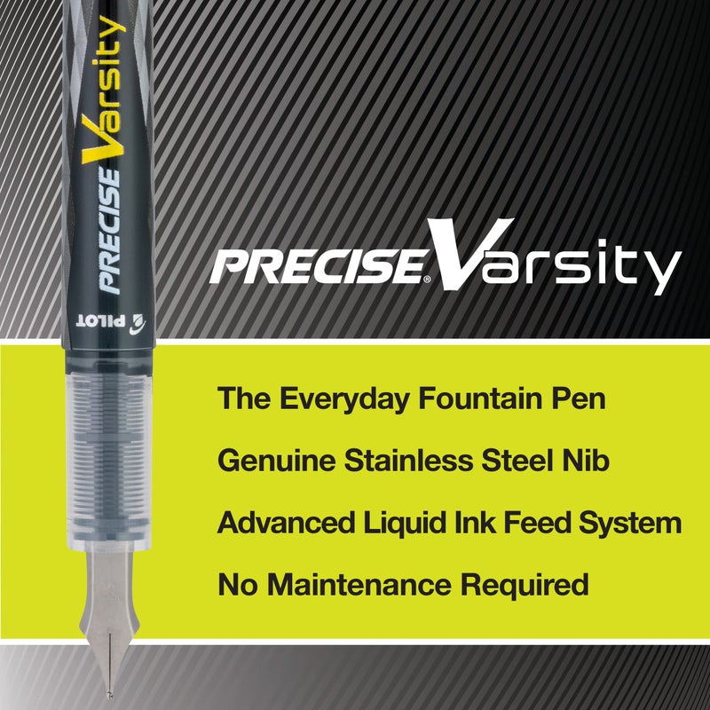 PILOT Precise Varsity Pre-Filled Fountain Pens, Medium Point Stainless Steel Nib, Blue Ink, 12-Pack (90011) - Image 3